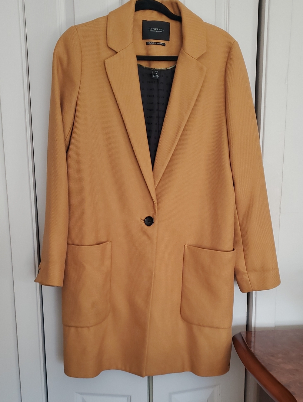 Scotch & Soda Camel Single-Button Trench Coat